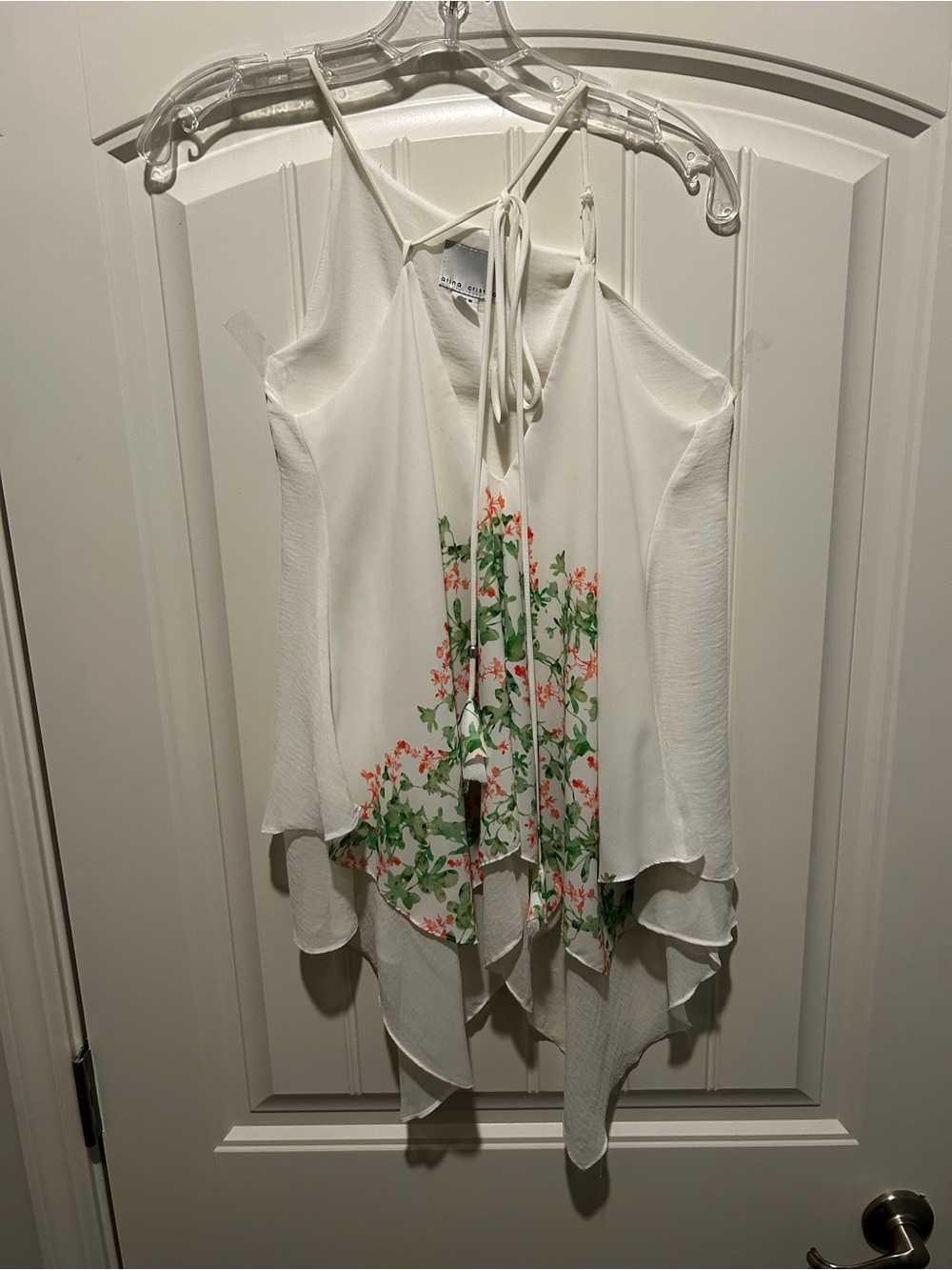 Floral Handkerchief Hem Camisole Tank - White